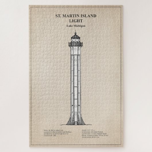 Vuurtoren van St. Martin Island - Michigan - SBD Legpuzzel (Verticaal)