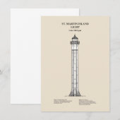 Vuurtoren van St. Martin Island - Michigan - SBD Notitiekaartje (Voorkant / Achterkant)
