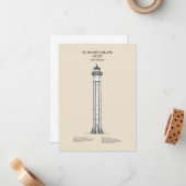 Vuurtoren van St. Martin Island - Michigan - SBD Notitiekaartje (Voorkant / Achterkant in situ)