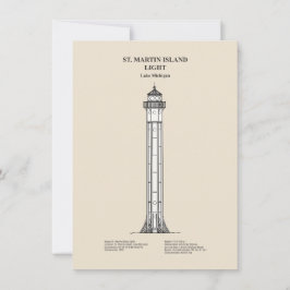 Vuurtoren van St. Martin Island - Michigan - SBD Notitiekaartje