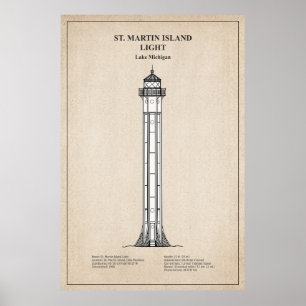 Vuurtoren van St. Martin Island - Michigan - SBD Poster