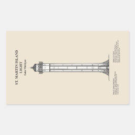 Vuurtoren van St. Martin Island - Michigan - SBD Rechthoekige Sticker