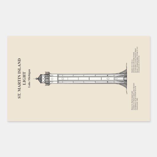 Vuurtoren van St. Martin Island - Michigan - SBD Rechthoekige Sticker (Voorkant)