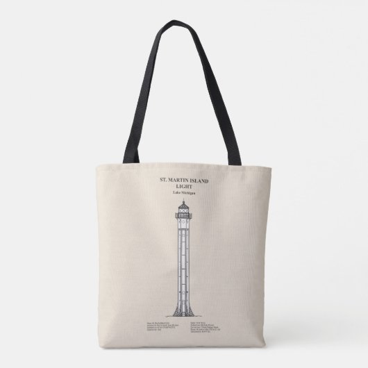 Vuurtoren van St. Martin Island - Michigan - SBD Tote Bag (Achterkant)