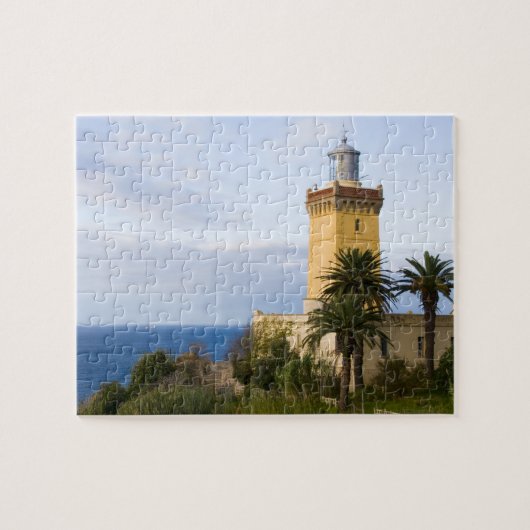 vuurtoren van Tangier Marokko op Pet Spartel Legpuzzel (Horizontaal)