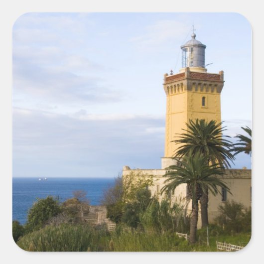 vuurtoren van Tangier Marokko op Pet Spartel Vierkante Sticker (Voorkant)