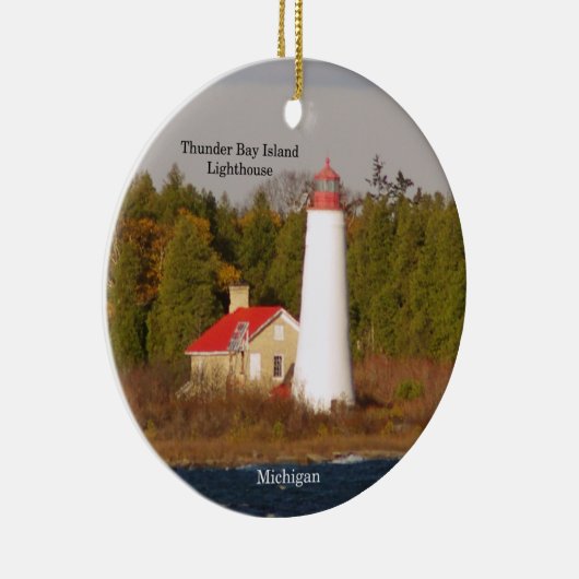 vuurtoren van Thunder Bay Island Keramisch Ornament (Rechts)