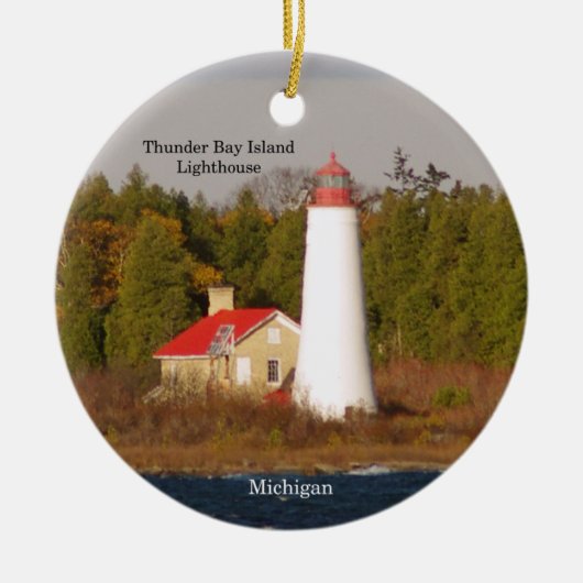 vuurtoren van Thunder Bay Island Keramisch Ornament (Voorkant)