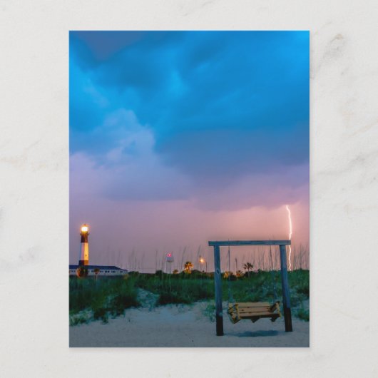 vuurtoren van tybee - eilanden savannah georgia oc briefkaart (Voorkant)