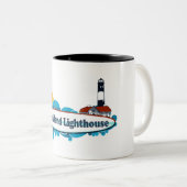 Vuurtoren van vuurzee. tweekleurige koffiemok (Voorkant rechts)