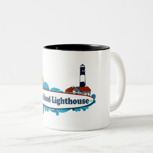 Vuurtoren van vuurzee. tweekleurige koffiemok (Voorkant rechts)