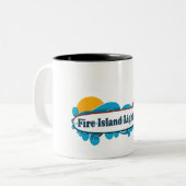 Vuurtoren van vuurzee. tweekleurige koffiemok (Voorkant links)