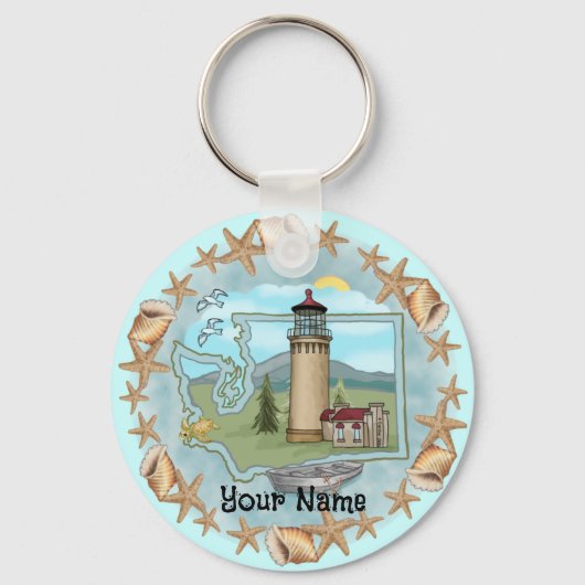 vuurtoren van Washington Shells Sleutelhanger (Voorkant)