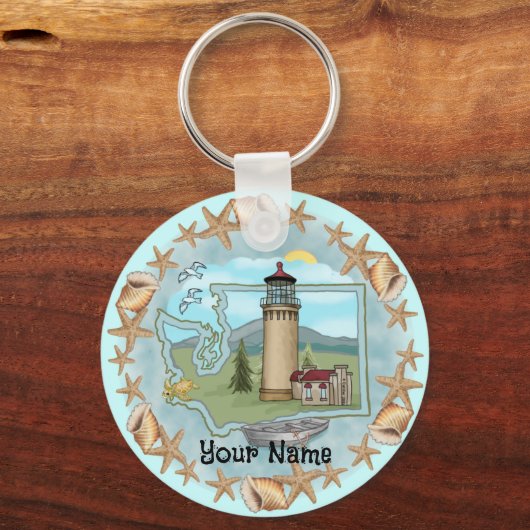 vuurtoren van Washington Shells Sleutelhanger (Voorkant)