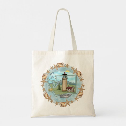 vuurtoren van Washington Shells Tote Bag (Achterkant)