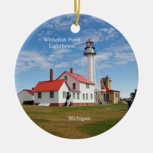 vuurtoren van Whitefish Point Keramisch Ornament (Voorkant)