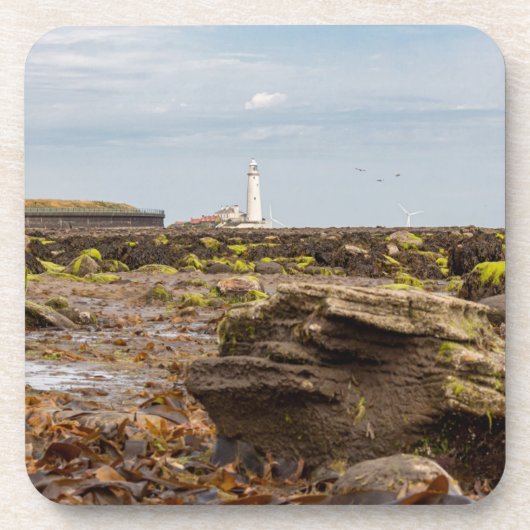 Vuurtoren van Whitley Bay Bier Onderzetter (Voorkant)