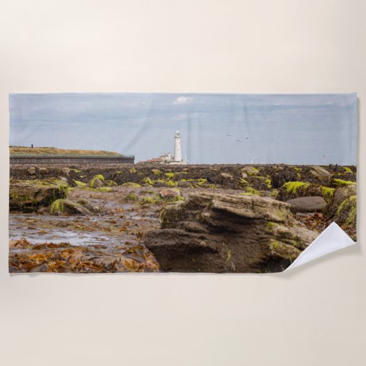Vuurtoren van Whitley Bay Strandlaken (Voorkant)