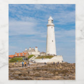 Vuurtoren van Whitley Bay Wijn Etiket (Enkel label)