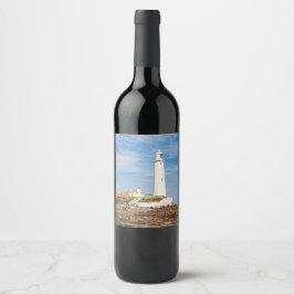 Vuurtoren van Whitley Bay Wijn Etiket