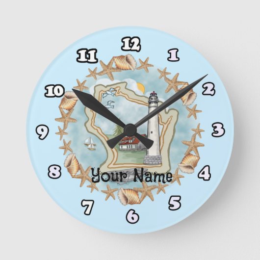 vuurtoren van Wisconsin Shells Ronde Klok (Voorkant)