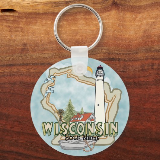 vuurtoren van Wisconsin Sleutelhanger (Voorkant)