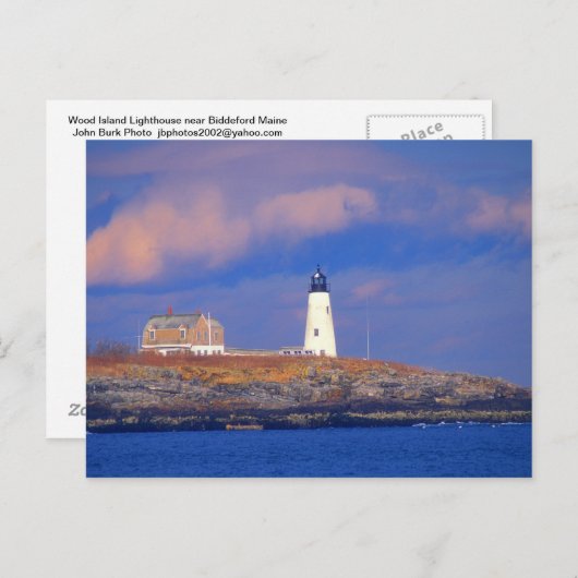Vuurtoren van Wood Island nabij Biddeford Briefkaart (Voorkant / Achterkant)