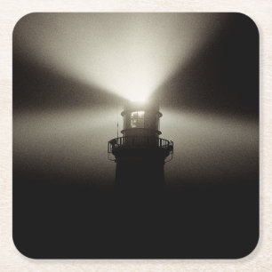 vuurtoren van zee Mist Galleyhead West Cork Irel Kartonnen Onderzetters