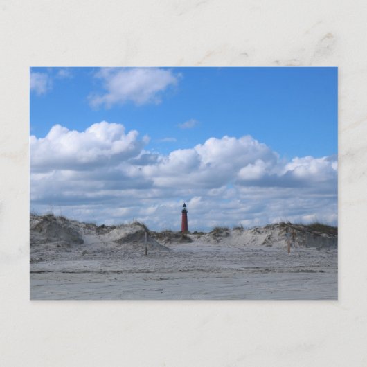 Vuurtoren vanaf het strand briefkaart (Voorkant)