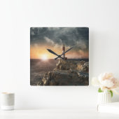 vuurtoren | Ventilator rood en wit Vierkante Klok (Huis)