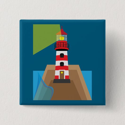 Vuurtoren Vierkante Button 5,1 Cm (Voorkant)