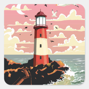 vuurtoren vierkante sticker