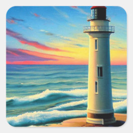vuurtoren vierkante sticker
