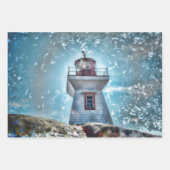 Vuurtoren voor de Blauwe Nautische Stekelkust Inpakpapier Vel (Voorkant)