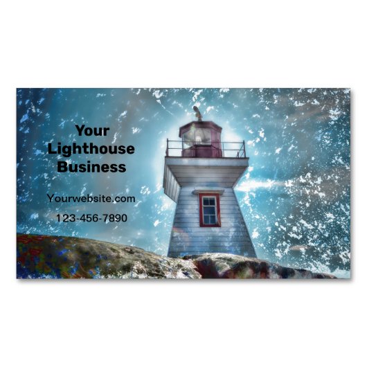 Vuurtoren voor de Blauwe Nautische Stekelkust Magnetisch Visitekaartje (Voorkant)