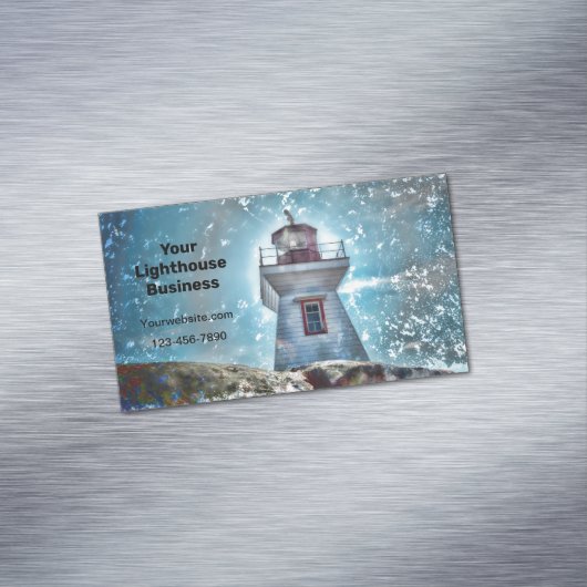 Vuurtoren voor de Blauwe Nautische Stekelkust Magnetisch Visitekaartje (Voorbeeld)