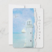 vuurtoren voor de bruiloft van de oceaan en zeilbo kaart (Voorkant)