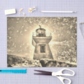 vuurtoren voor de kust van de zee tissuepapier (Craft)