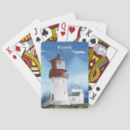 Vuurtoren voor de moderne Blauwe Beach Ocean Monog Pokerkaarten
