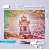 Vuurtoren voor de Nautical Rustic Coastal Texture Tissuepapier (Craft)