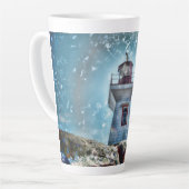 vuurtoren voor de Noordzee Latte Mok (Linkerhoek)