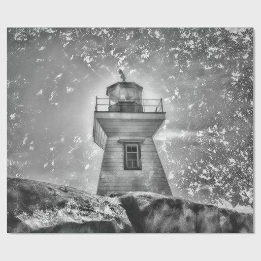 vuurtoren voor de Noordzee - zwart en wit - kust Cadeaupapier (Vlak)