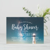vuurtoren voor de zomernacht van baby shower kaart (Staand voorkant)