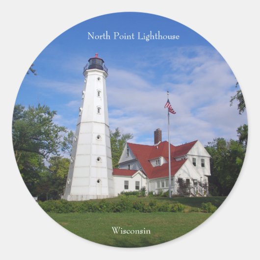 Vuurtoren voor noordpunt ronde sticker (Voorkant)