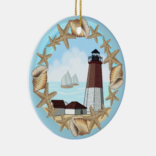 vuurtoren voor punt Judith Keramisch Ornament (Rechts)