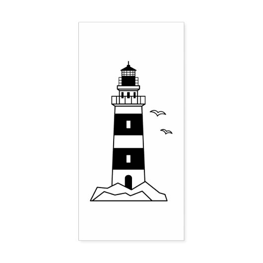 vuurtoren voor Zee Rubberstempel (Afrduk)