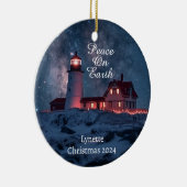 Vuurtoren Vrede op Aarde Gepersonaliseerd Ornament (Rechts)