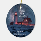 Vuurtoren Vrede op Aarde Gepersonaliseerd Ornament (Links)