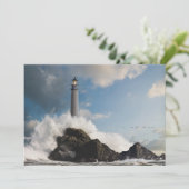 vuurtoren | Vuurtoren met drijfgolven Bedankkaart (Staand voorkant)