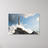 vuurtoren | Vuurtoren met drijfgolven Canvas Afdruk (Voorkant)